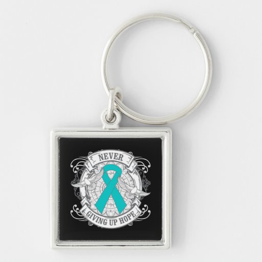 Ovarian Cancer Never Giving Up Hope Keychain