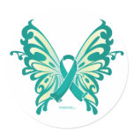 Ovarian Cancer Ribbon Butterfly stickers