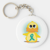 Ovarian Cancer Ribbon Duck Key Chains