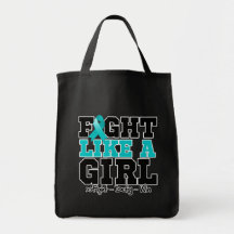 Ovarian Cancer Sporty Fight Like a Girl Canvas Bag