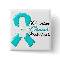 Ovarian Cancer Survivor Flower Ribbon Pinback Buttons