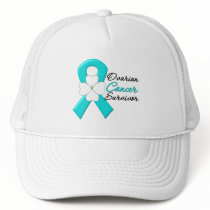 Ovarian Cancer Survivor Flower Ribbon Mesh Hat
