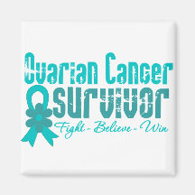 Ovarian Cancer Survivor Flower Ribbon Refrigerator Magnets