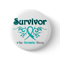 Ovarian Cancer Survivor Tribal Ribbon Button