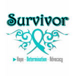 Ovarian Cancer Survivor Tribal Ribbon t-shirts