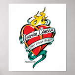 Ovarian Cancer Tattoo Heart posters