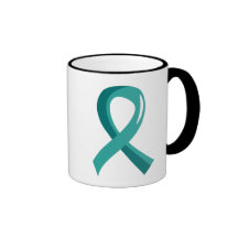 Ovarian Cancer Teal Ribbon 3 Coffee Mugs