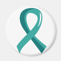 Ovarian Cancer Teal Ribbon 3 Fridge Magnets