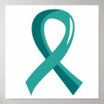 Ovarian Cancer Teal Ribbon 3 Print