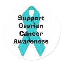 OVARIAN CANCER TEAL RIBBON STICKER
