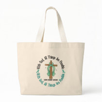 Ovarian Cancer WITH GOD CROSS 1 Tote Bags
