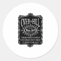 Over The Hill 30th Birthday Sticker