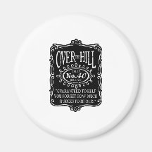 Over The Hill 40th Birthday Refrigerator Magnet
