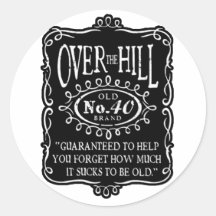 Over The Hill 40th Birthday Stickers