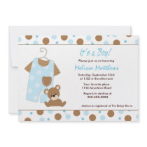 Overalls and Teddy Bear Baby Shower Invitation