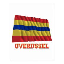Overijssel Waving Flag with Name Post Card