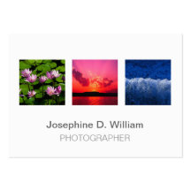 Oversize 3 photos or logo white grey modern chic business card
