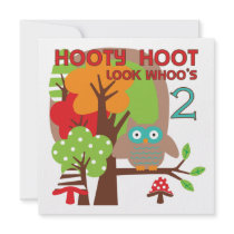 Owl 2nd Birthday T-shirts and Gifts Custom Invite