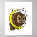 Owl and Moon Tattoo Design posters