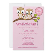 Owl Baby Shower Invitations Girl Mummy Daddy