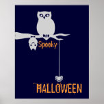 Owl, Bat & Spider Spooky Halloween Poster