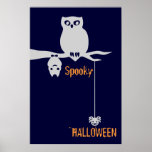 owl, bat & spider Spooky Halloween Poster