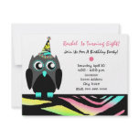 Owl Birthday Party Invite Neon Zebra Print invitations