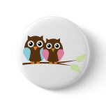 Owl couple on a branch buttons
