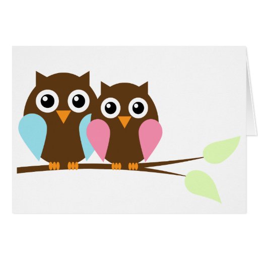 Owl couple on a branch card