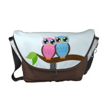 Owl Couple on a Tree Messenger Bag rickshaw messenger bags