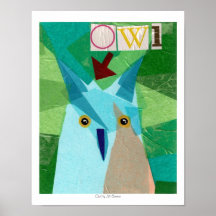 Owl Critter Collage Posters