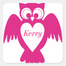 Owl customizable name label sticker
