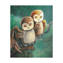Owl Friends Owl Art Canvas Print