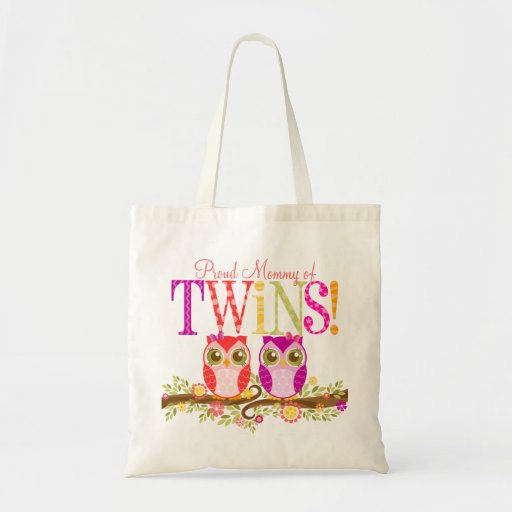 Owl Girl Twins - Proud Mommy Custom Tote Bag Owl Girl Twins - Proud Mommy Custom Tote Bag