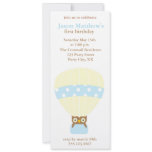 Owl in a balloon birthday party invitations
