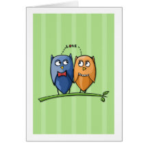 Owl Love green Note Card