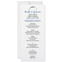Owl Love Wedding Menu Personalised Announcement