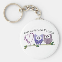 Owl Love You Forever, Cute Owls and Heart design Keychain