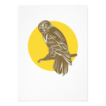 Owl on Branch Retro Announcements