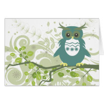 Owl ~ Owl Sitting On Tree Branch Cards