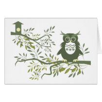 Owl ~ Owl Sitting On Tree Branch Cards