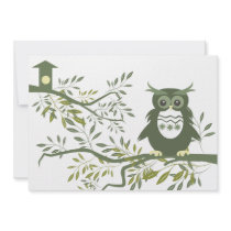 Owl ~ Owl Sitting On Tree Branch Personalized Invite