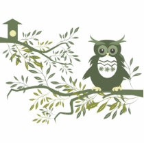 Owl ~ Owl Sitting On Tree Branch Acrylic Cut Outs