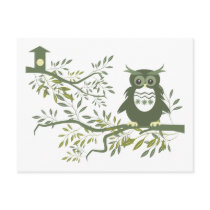 Owl ~ Owl Sitting On Tree Branch Post Cards
