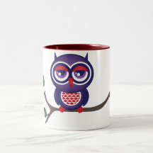 Owl perched on a branch mugs