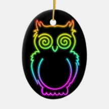 Owl Psychedelic Neon Light Ornament