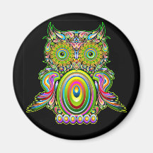 Owl Psychedelic Popart Magnet