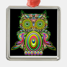 Owl Psychedelic Popart Ornament