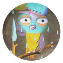 Owl raining Plate