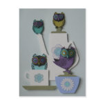 owl tea set postcards